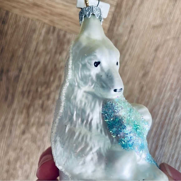 Polar Bear With Fish Blown Glass Christmas Ornament Made In Germany - Picture 2 of 6